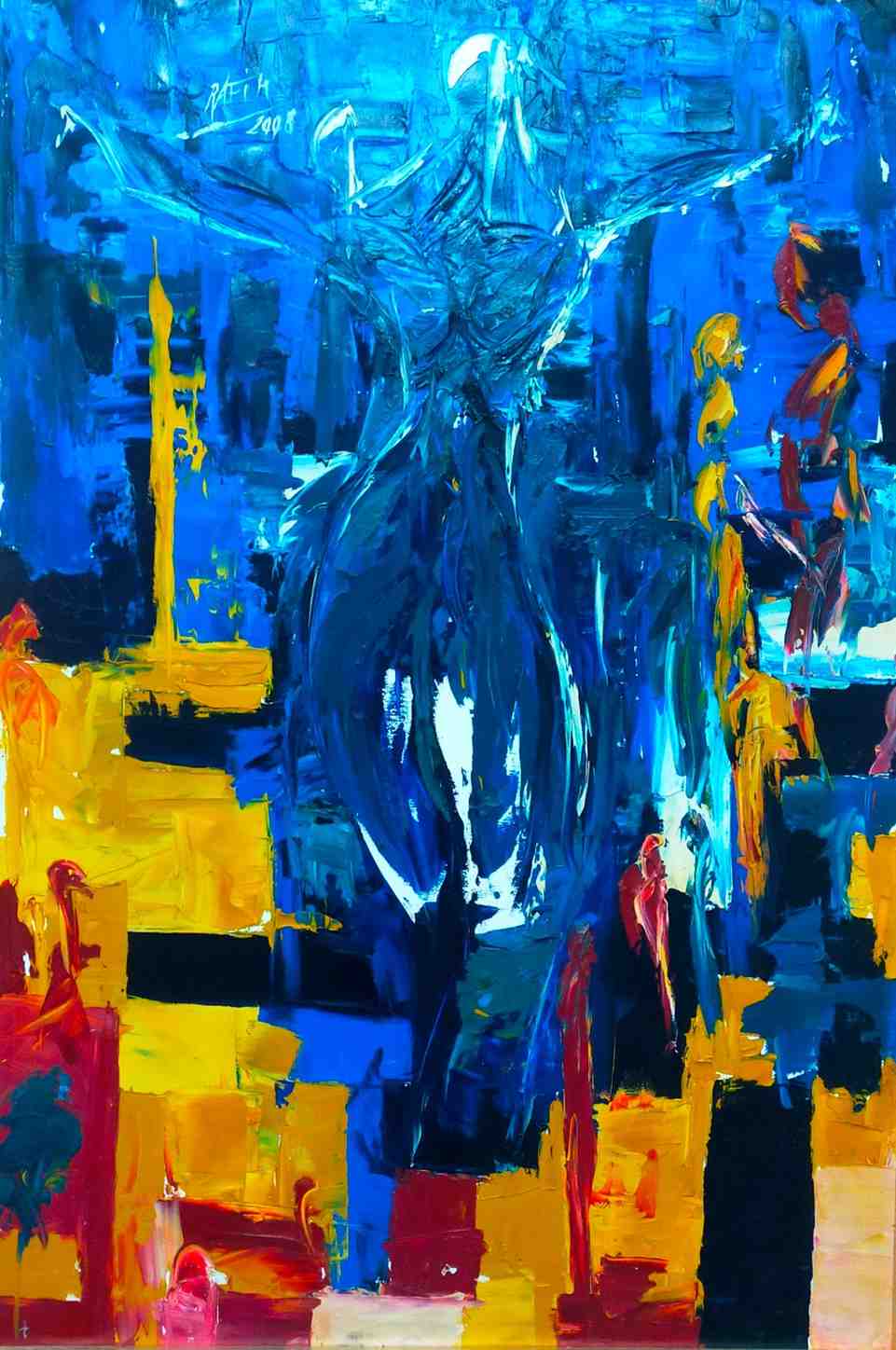 "Femme bleue crucifiée"